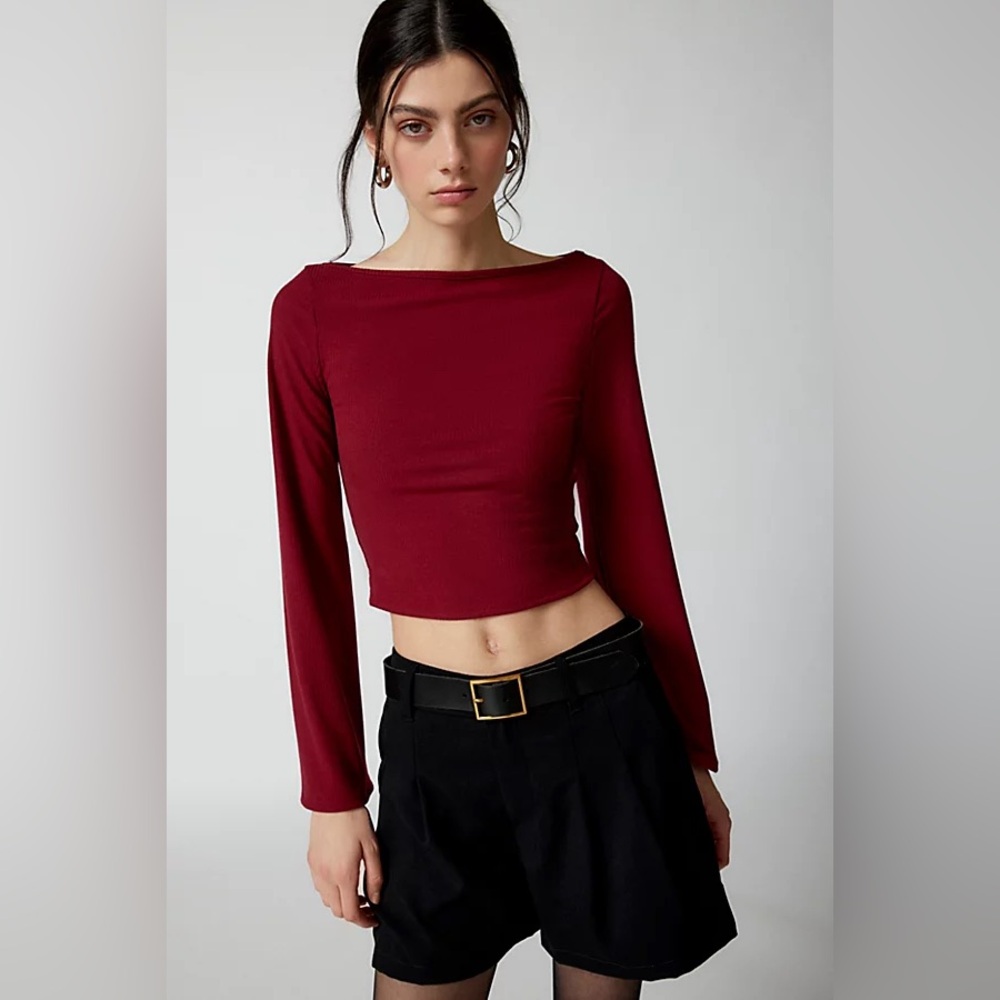 Urban Outfitters Elegant Burgundy Long Sleeve Top